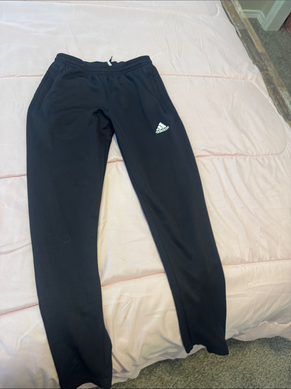 adidas Black Kids Jogger Pants with White Logo